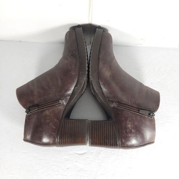 DANSKO Women's Amelia US 7-7,5 EU 38 Brown Leather Zip Block Heel Ankle Boots - Picture 11 of 14